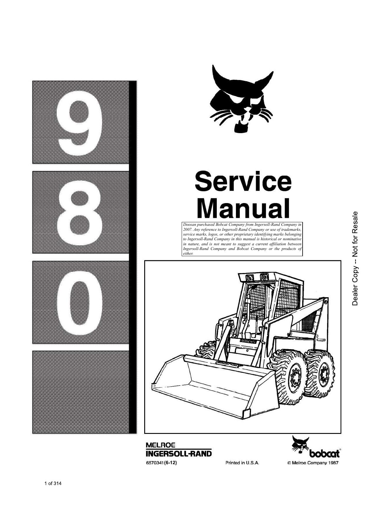 980 Loader Service Manual Bobcat